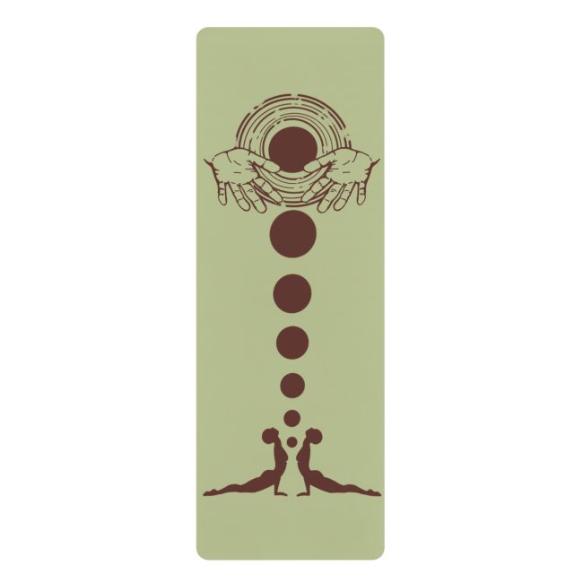 Chakra Alignment Hands Rubber Yoga Mat | Meditation Circle Design