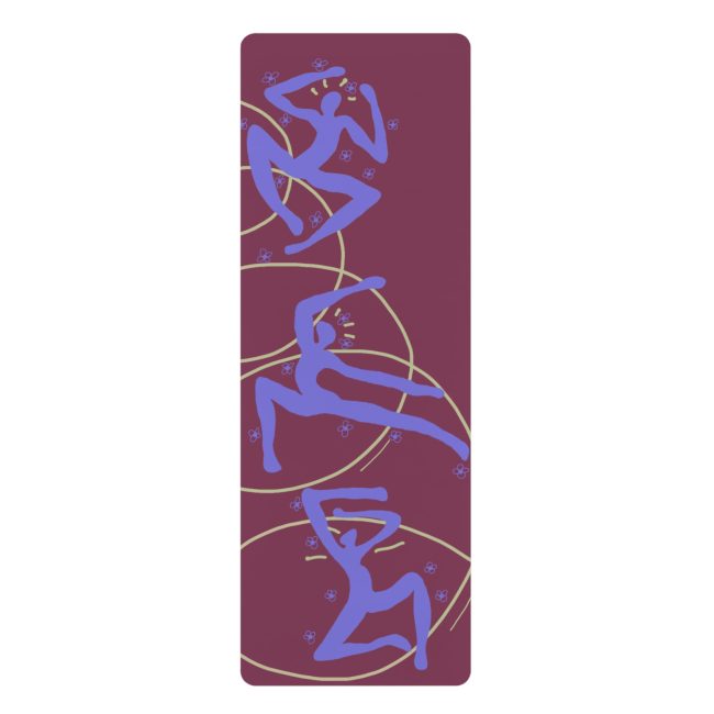 Abstract Yoga Poses Rubber Yoga Mat | Purple Figure Flow