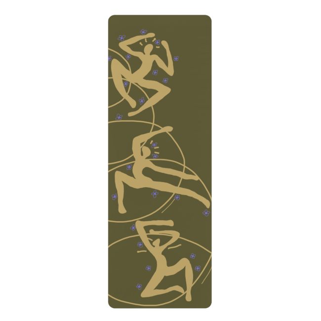 Artistic Yoga Mat Olive Green  Matisse Dancer Design Non-Slip Designer Yoga Mat for Pilates & Yoga